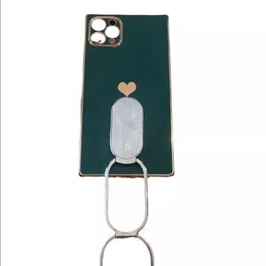 Square Case Green Gold For iPhone 13 Pro Max Heart